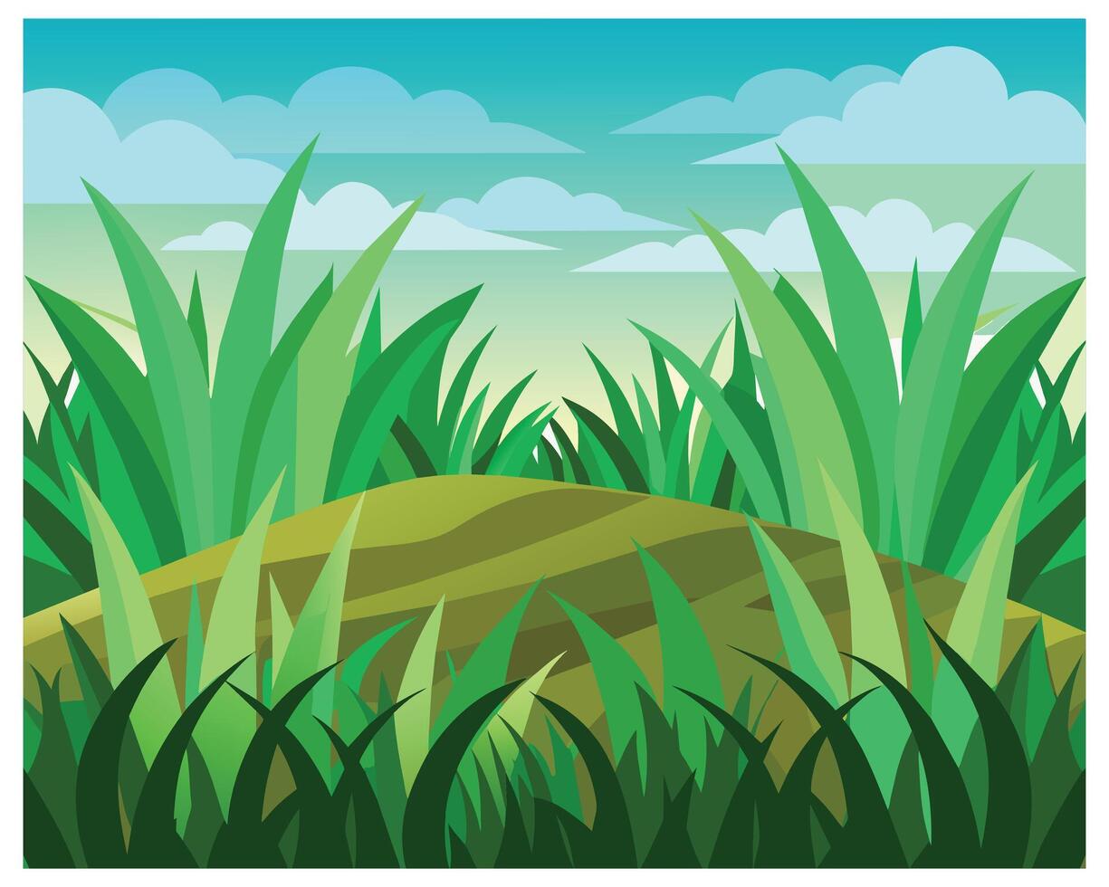 Green grass nature design elements vector illustration