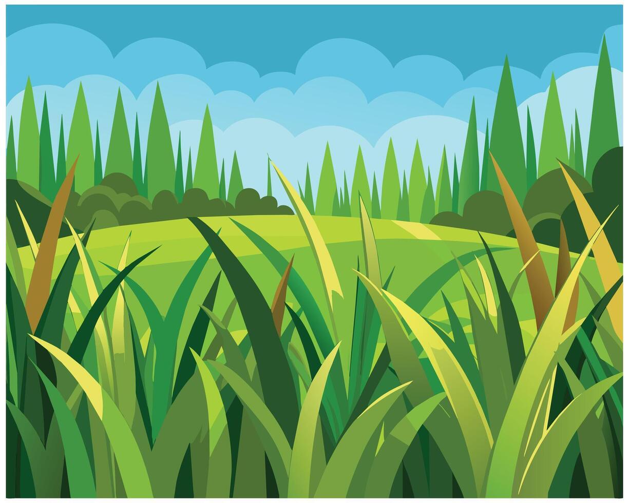 naturaleza antecedentes con verde césped vector ilustración