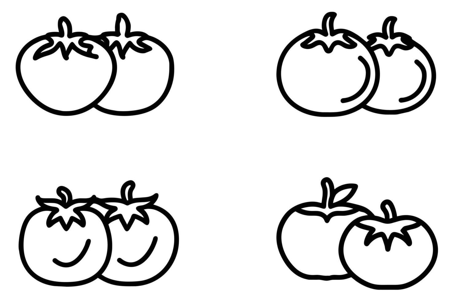 Tomates dibujado por mano en un blanco antecedentes vector ilustración