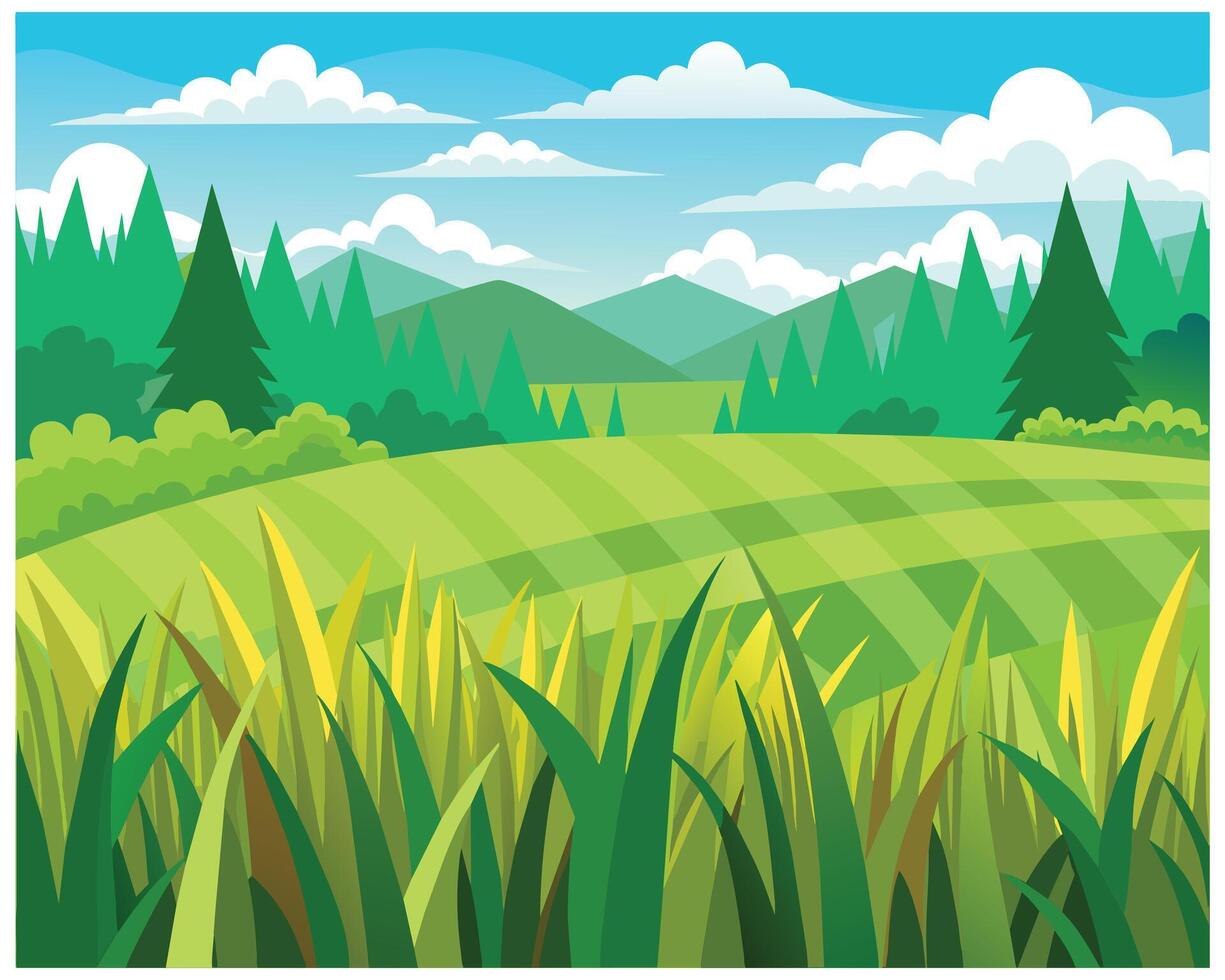 Green grass nature design elements vector illustration