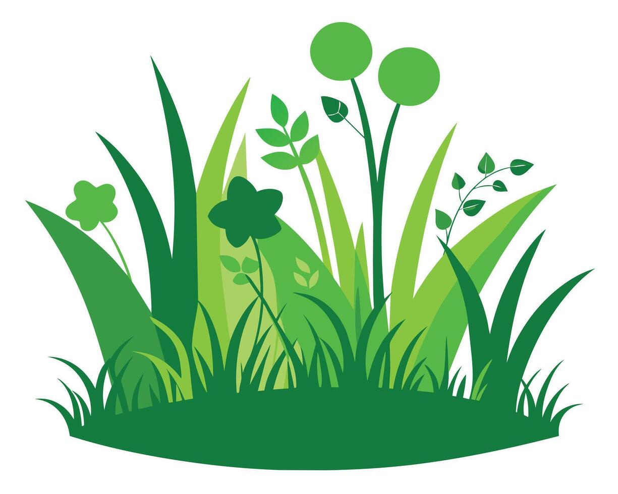 Green grass nature design elements vector illustration