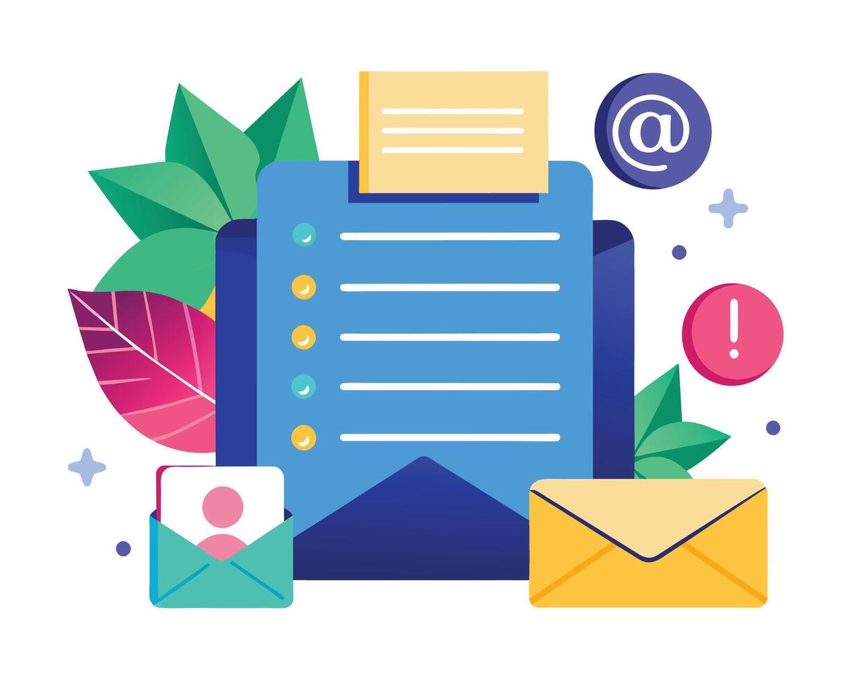 E-mail envelope marketing message and icons vector illustration