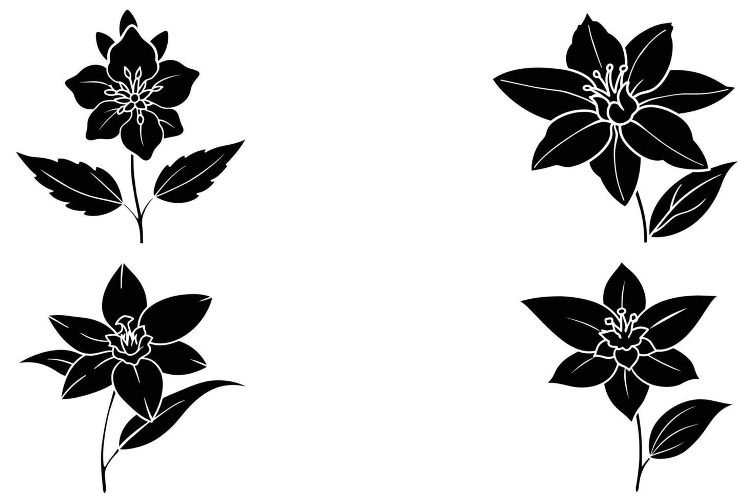 Set of hand drawing vanilla flowers on a white background Vector illustration