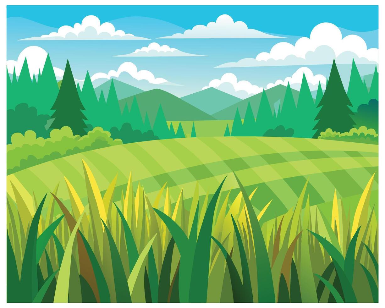 Green grass nature design elements vector illustration
