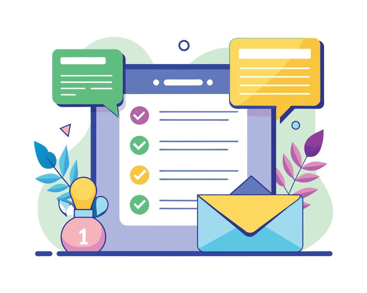 E-mail envelope marketing message and icons vector illustration