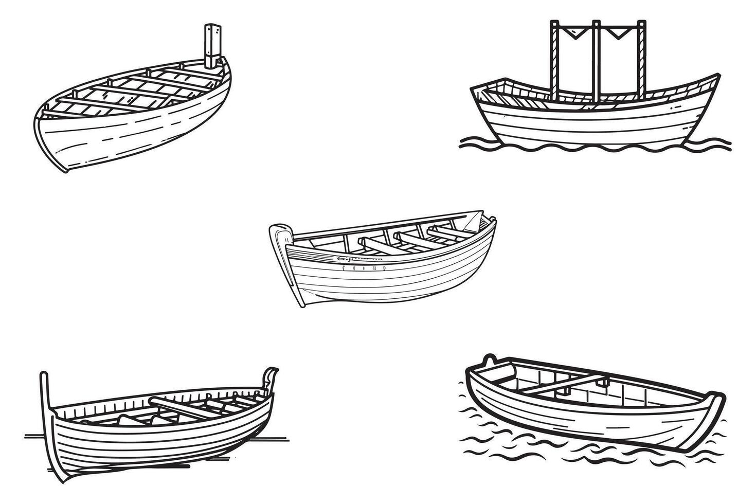 Wooden Boat Vector Icon On White Background illustration