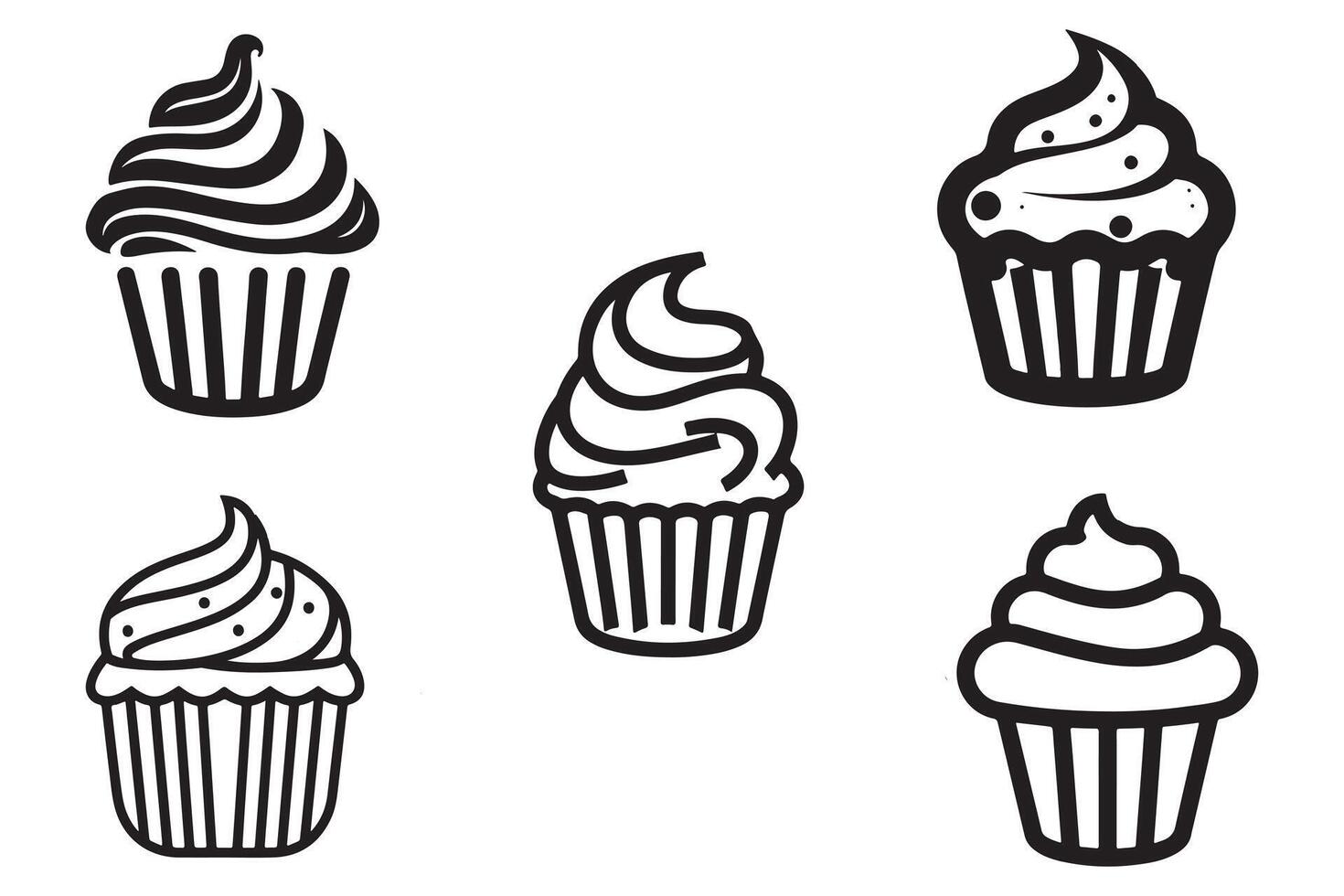 Cupcake set vector on white background stock illustration