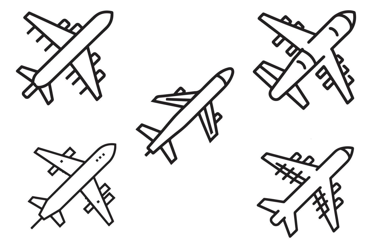 Airplane Icon Set Vector Design On White Background illustration