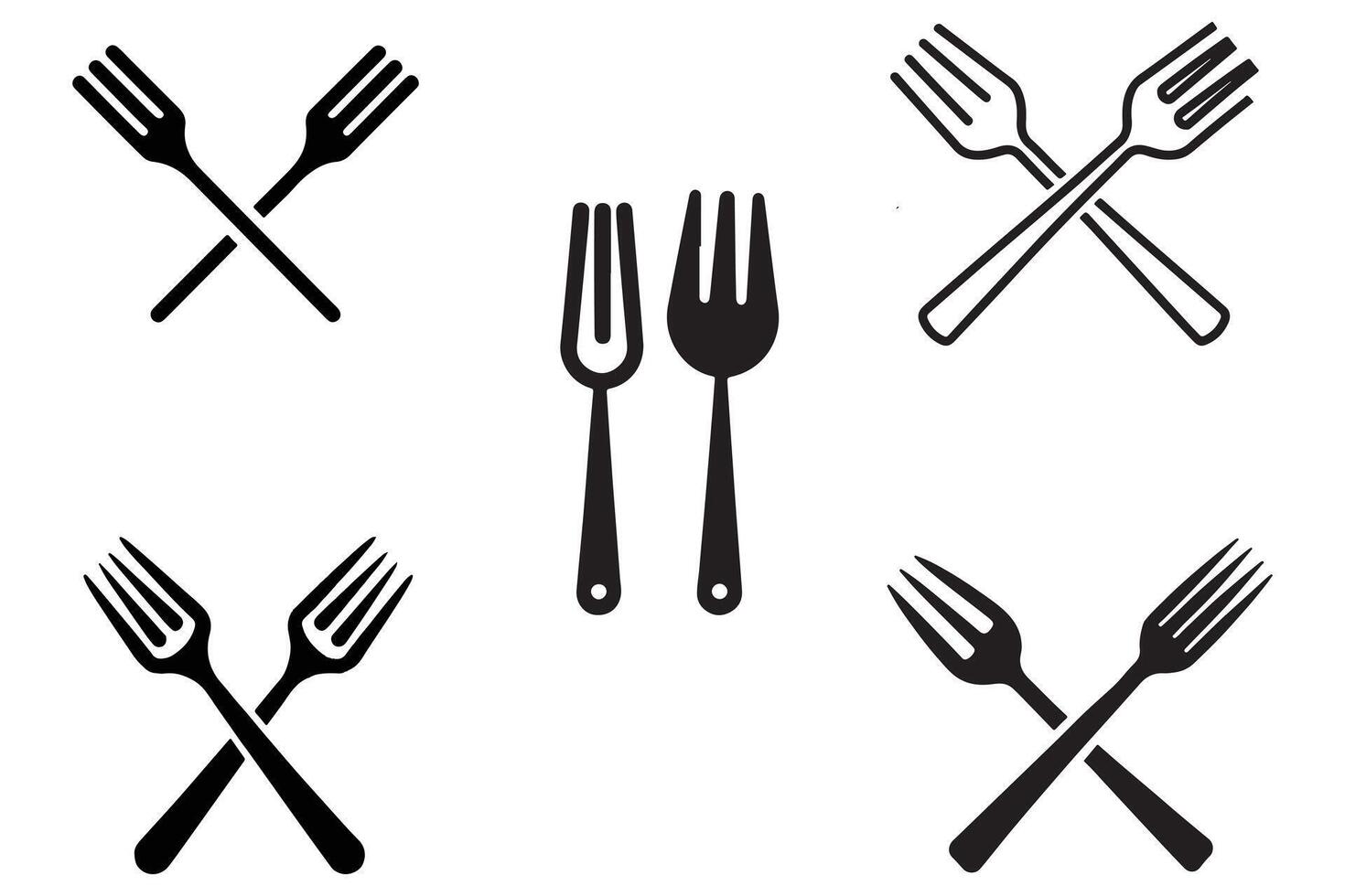 Spoons and forks set vector on white background stock illustration