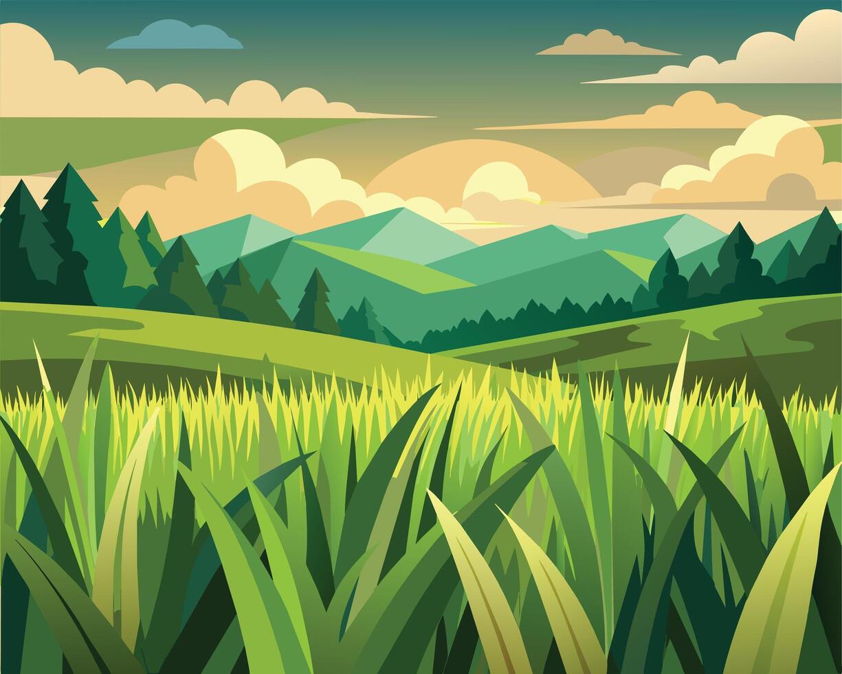 naturaleza antecedentes con verde césped vector ilustración