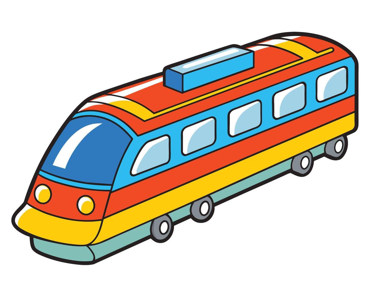contorno dibujos animados tren juguete vector ilustración en blanco antecedentes