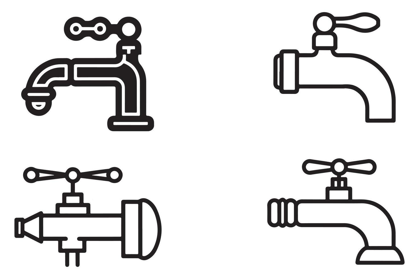 Faucet outline vector on white background stock illustration