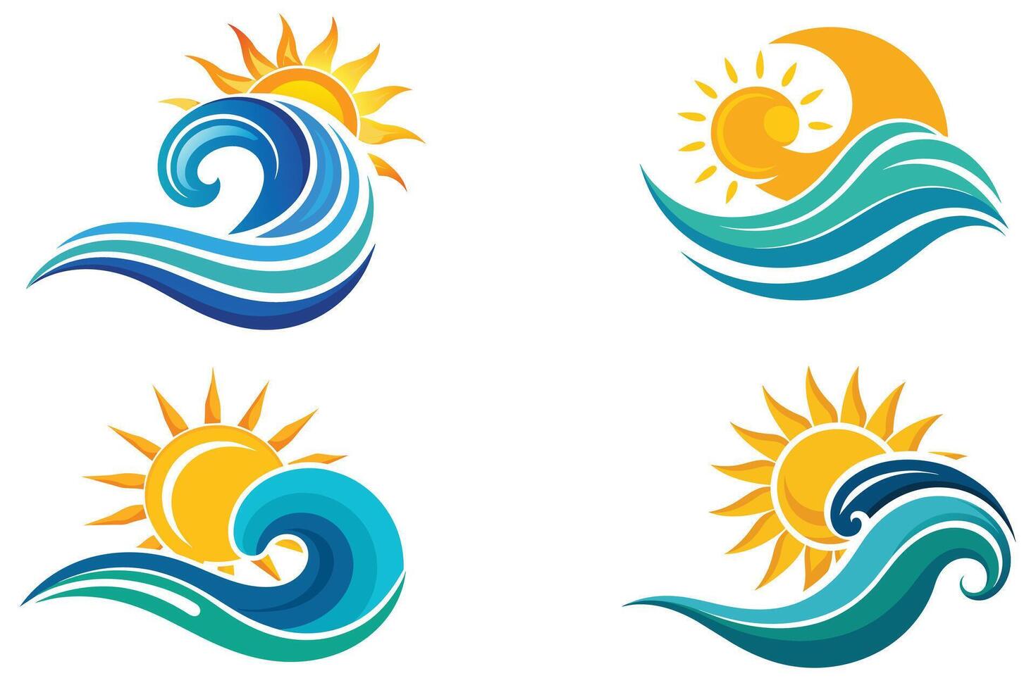 Beautiful Sun Logo Vector On White Background