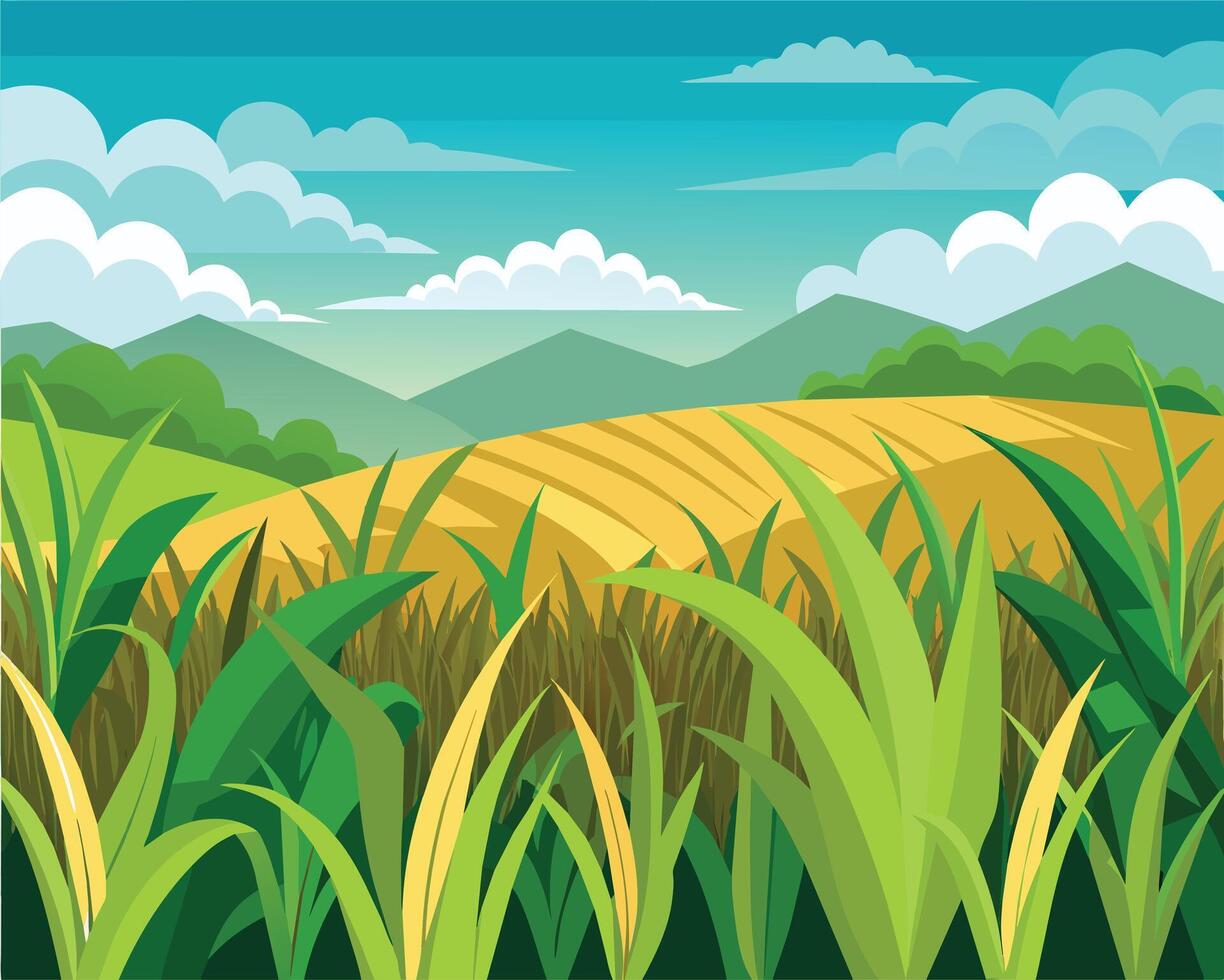 Nature background with green grass vector illustration