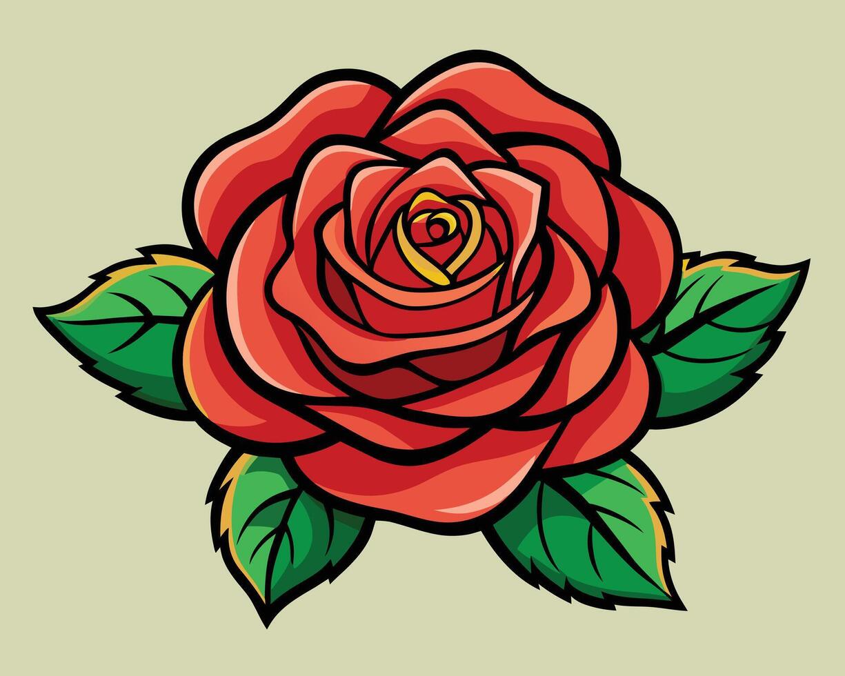 Red rose flower vector illustration on white background