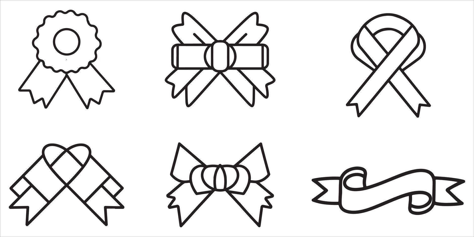 Decorative Bows Icon Set Outline Vector On White Background