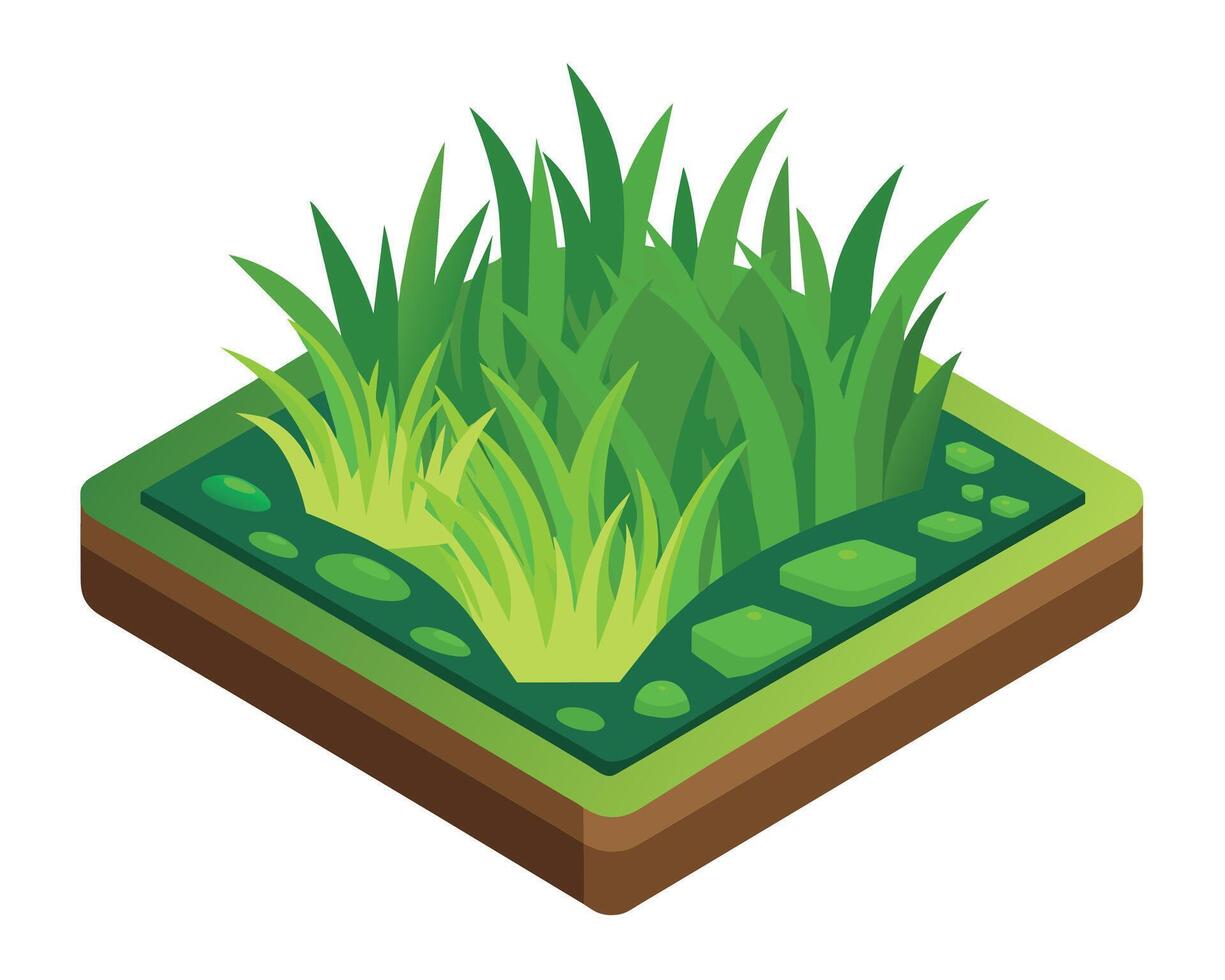 Green grass nature design elements vector illustration