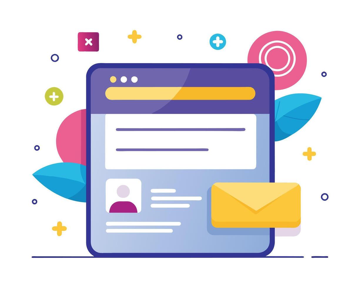 Landing page email concept on a white background Vector illustration