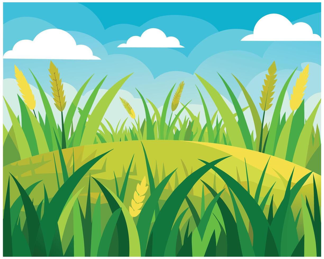 Green grass nature design elements vector illustration
