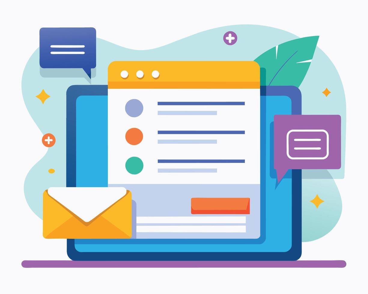 Landing page email concept on a white background Vector illustration