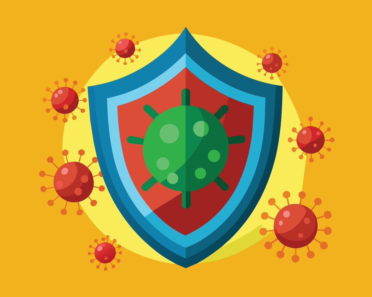 Vector Guard Green Shield Icon antivirus on a white background Vector illustration