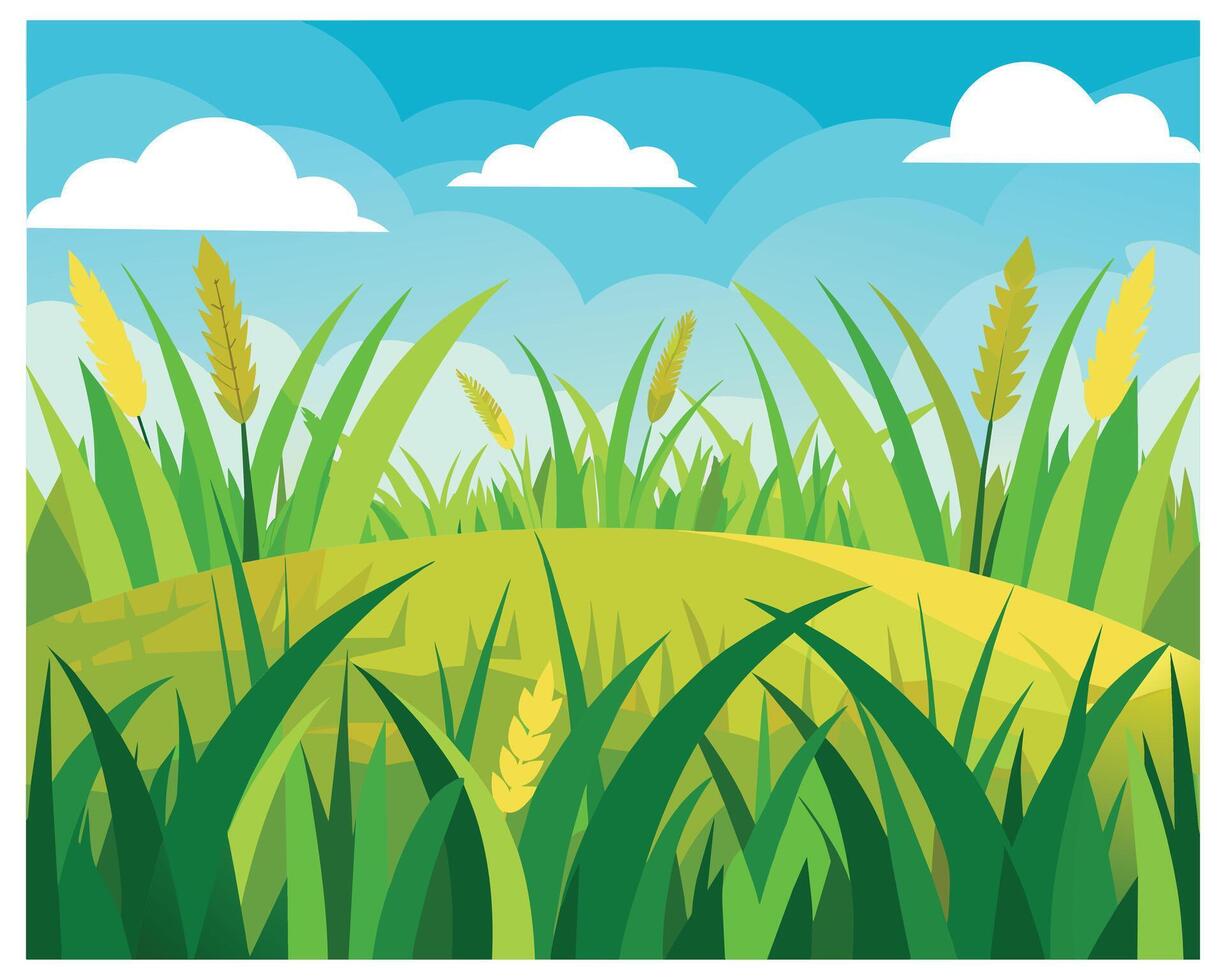 Green grass nature design elements vector illustration