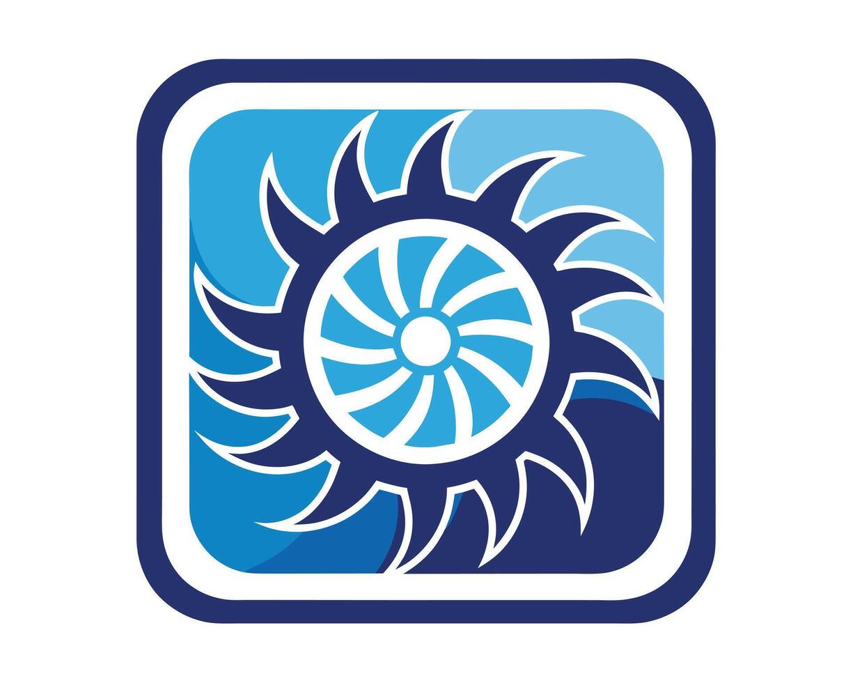 Logo Air Conditioning Square Snowflake Sun vector illustration