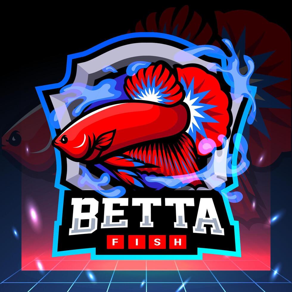 infierno chico Betta pescado mascota. deporte logo diseño vector