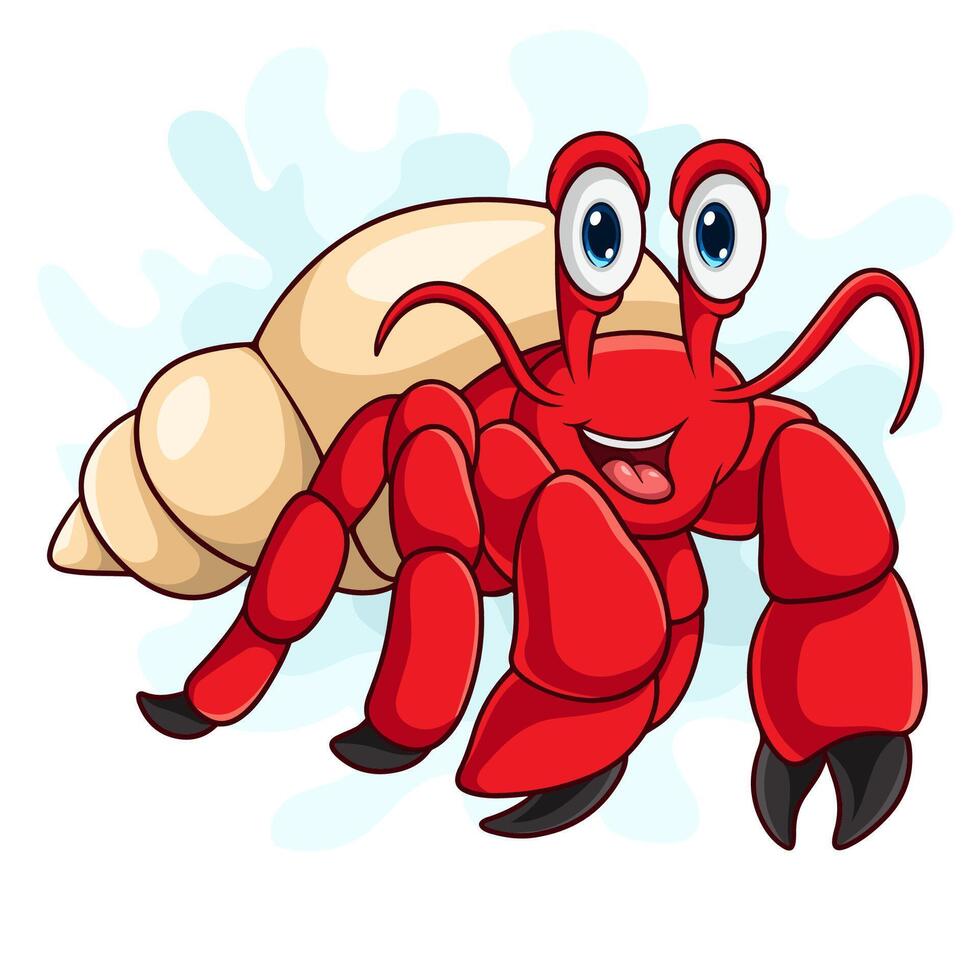 Cartoon hermit crab on white background vector