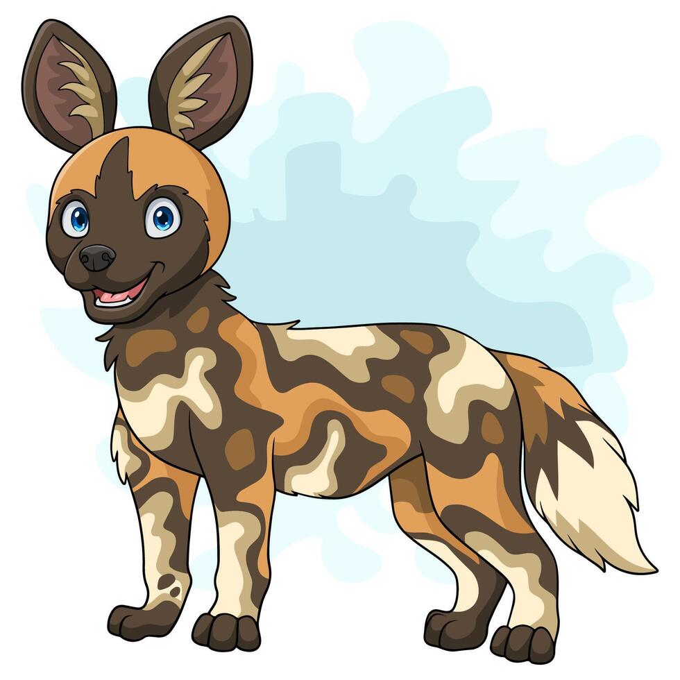 Cartoon African wild dog on white background vector