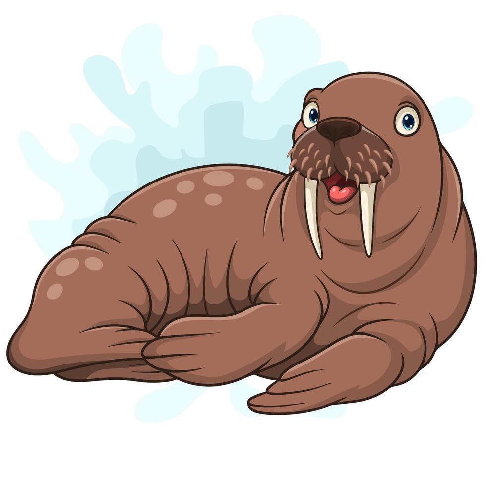 Cartoon walrus on white background vector