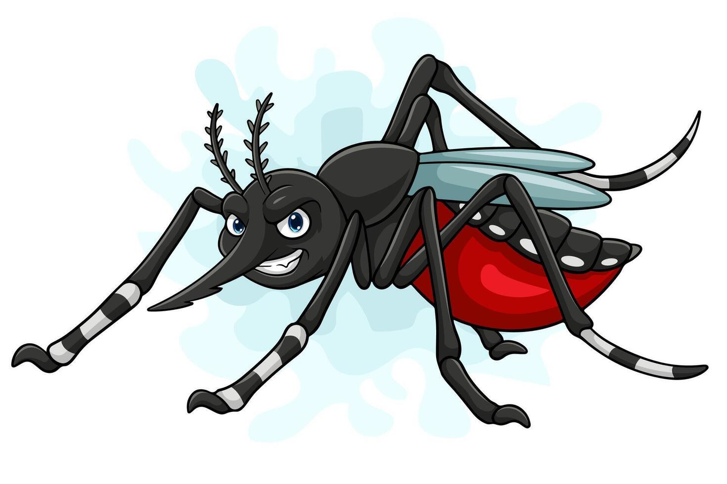 Cartoon mosquito on white background vector