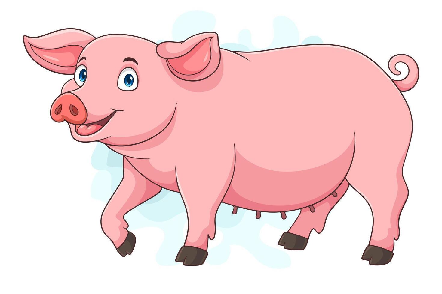 Cartoon pig isolated on white background vector