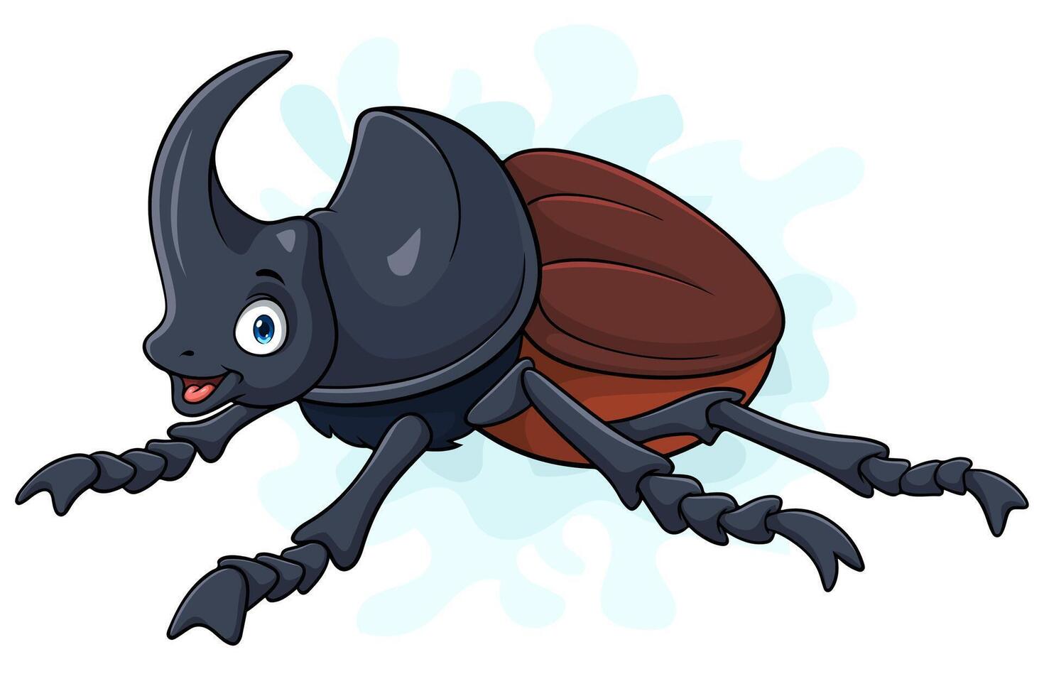 Cartoon happy rhinoceros beetle isolated vector