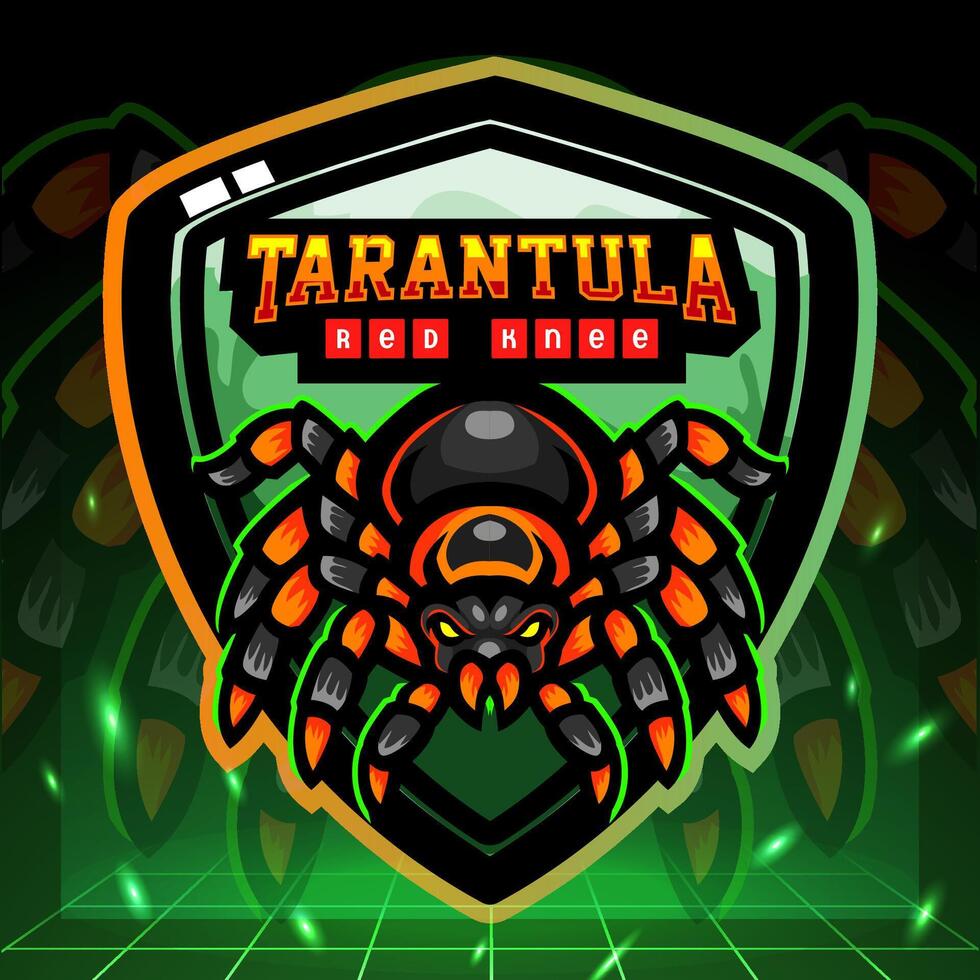 rojo rodilla tarántula mascota. deporte logo diseño vector