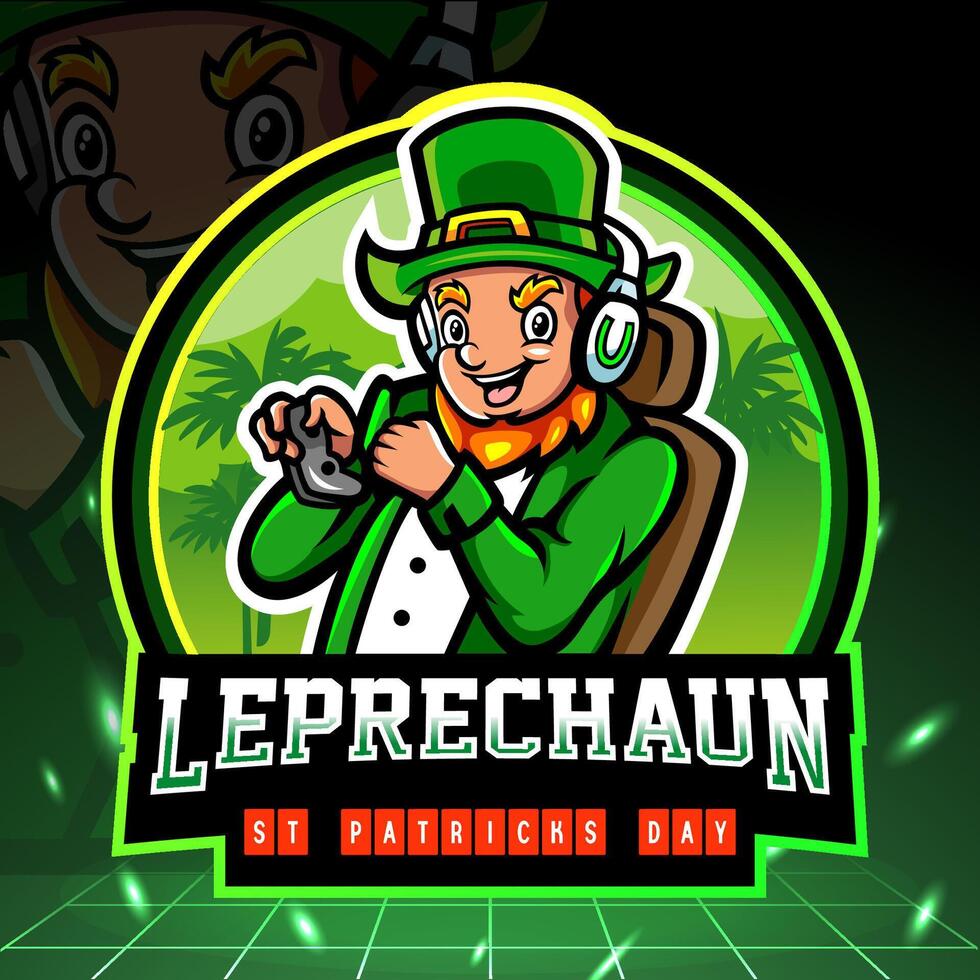 St. Patricks day leprechaun mascot esport logo design. vector