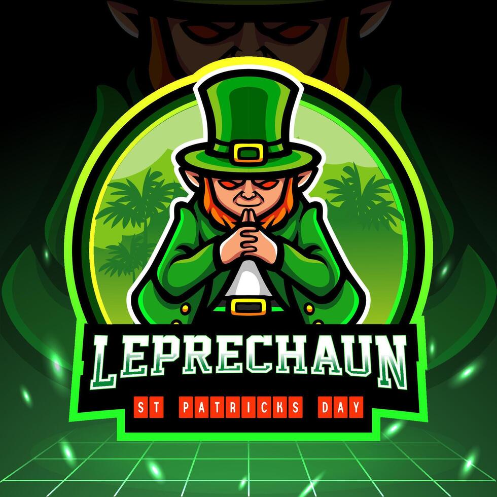 St. Patricks day leprechaun mascot esport logo design. vector