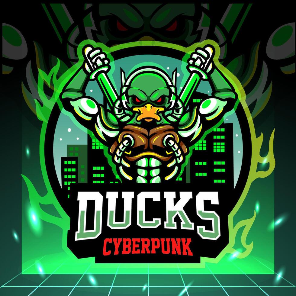 Duck robot mascot. esport logo design vector