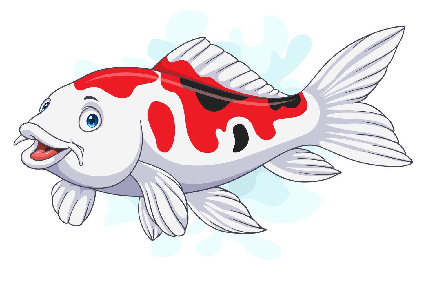 Cartoon funny koi fish on white background vector
