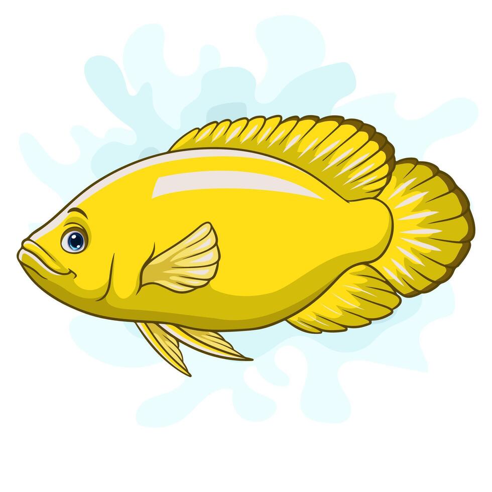 dibujos animados amarillo oscar Tigre pescado en blanco antecedentes vector