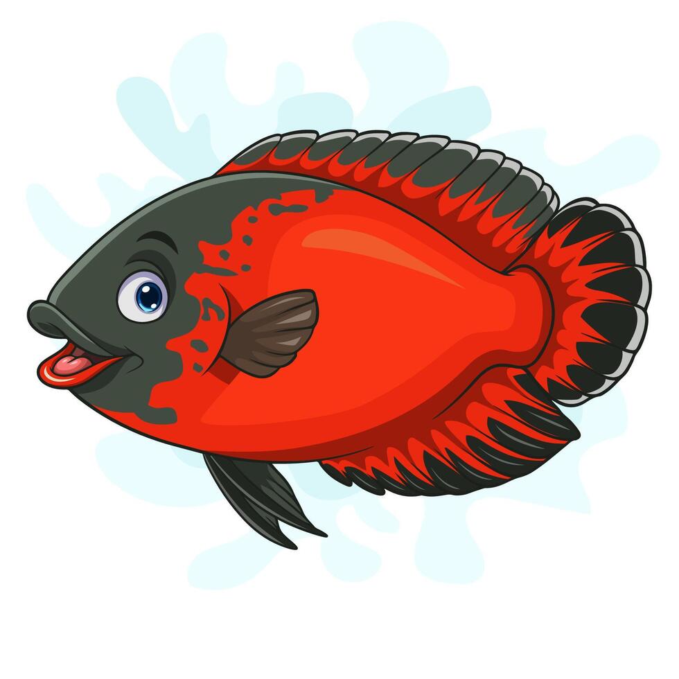 Cartoon Red Oscar paris fish on white background vector