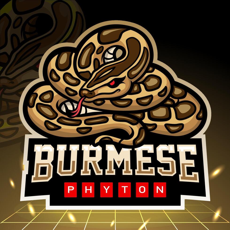 Burmese python snake mascot. esport logo design vector