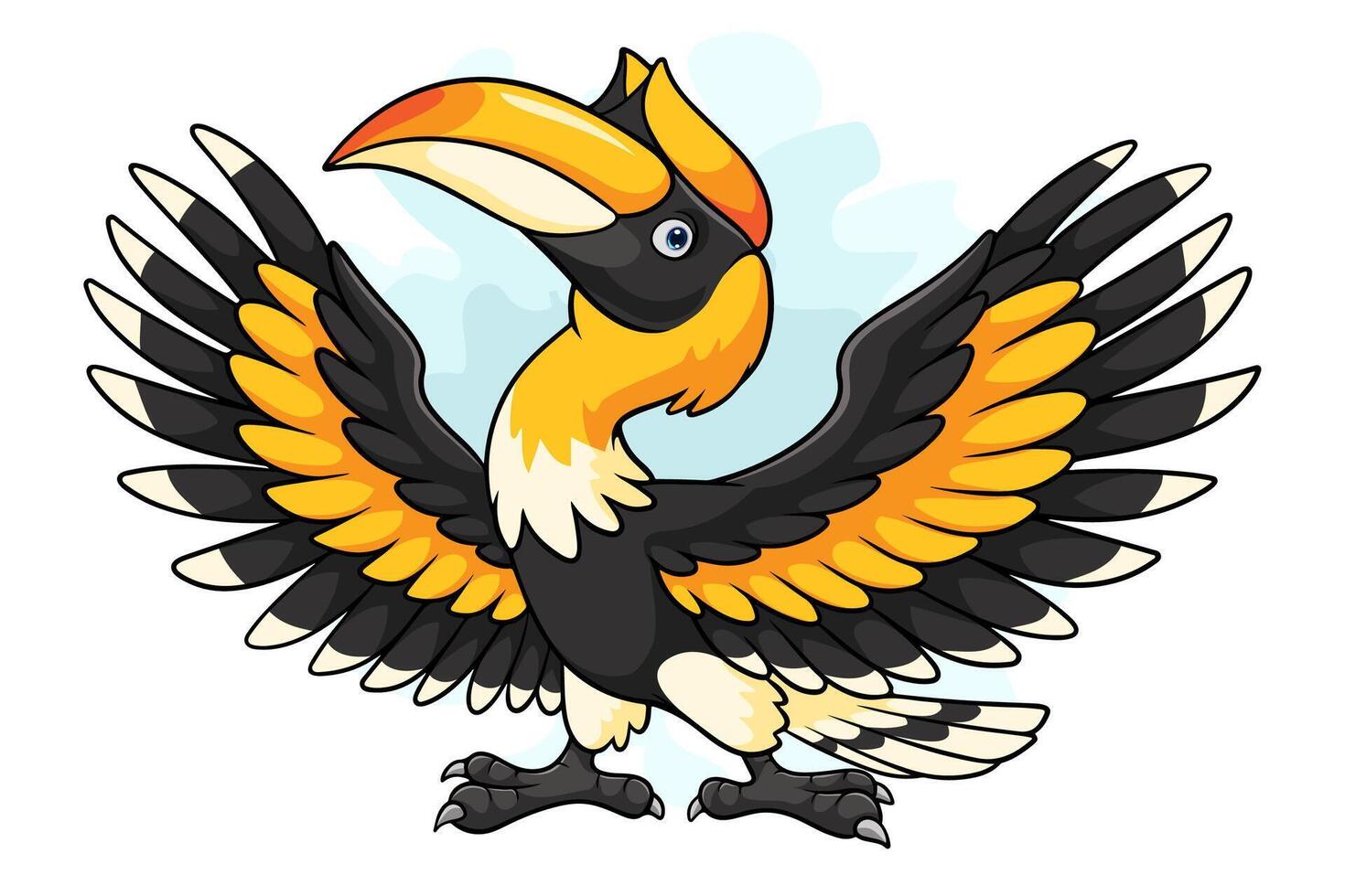 Cartoon Hornbill bird on white background vector