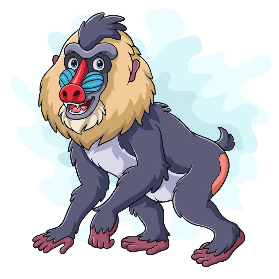 Cartoon Mandrill monkey on white background vector