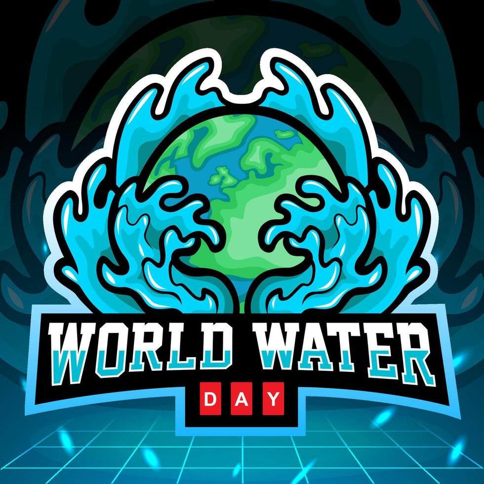 World water days mascot. esport logo design vector