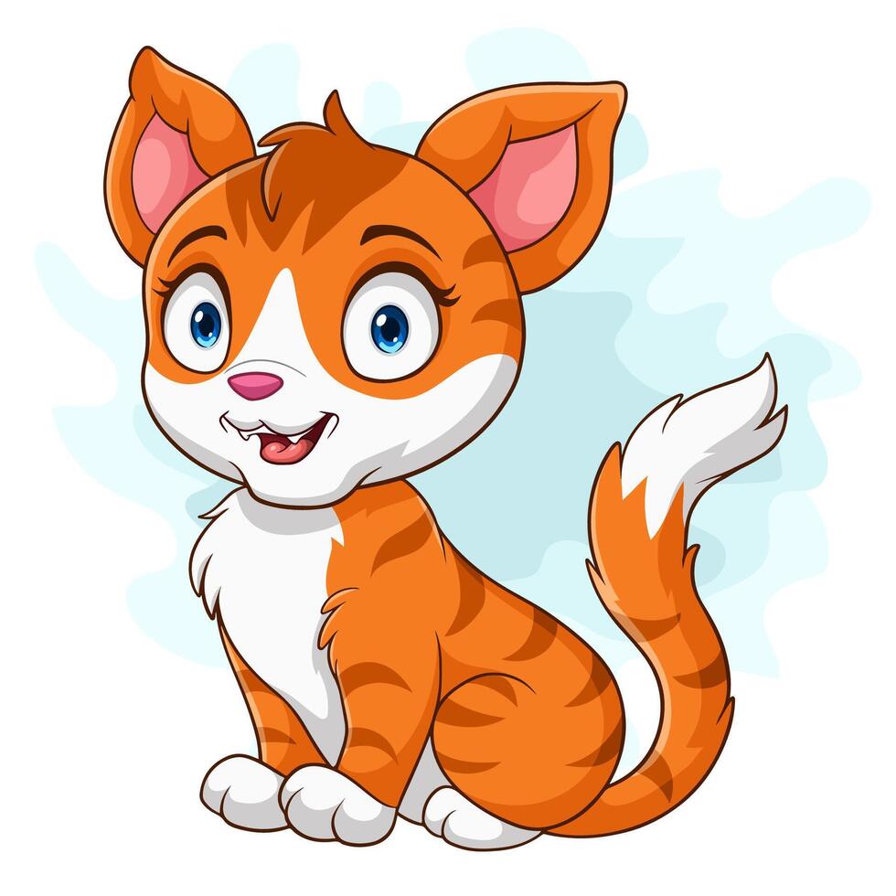 Cartoon orange cat on white background vector