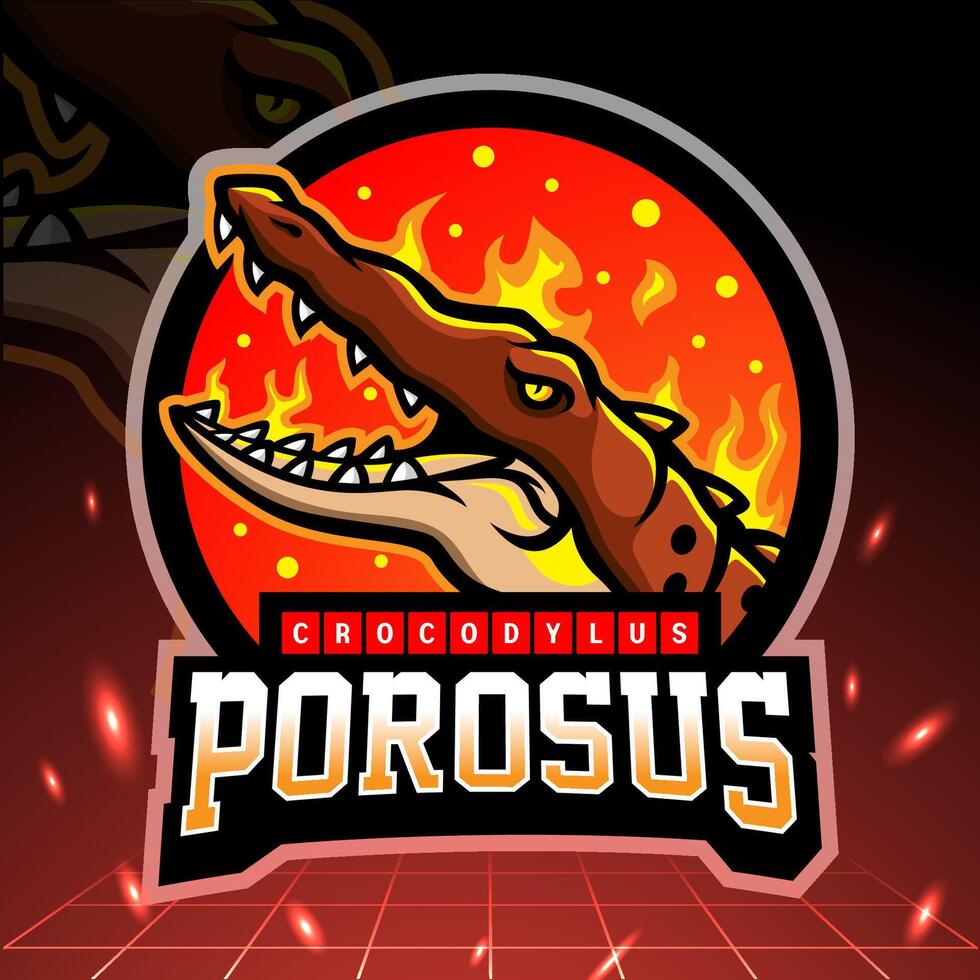 Crocodylus porosus mascot. esport logo design vector