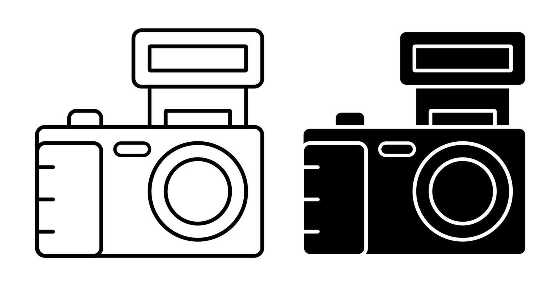 Linear icon. camera, equipment for photography and selfie. World Photography Day August 19th. Simple black and white vector