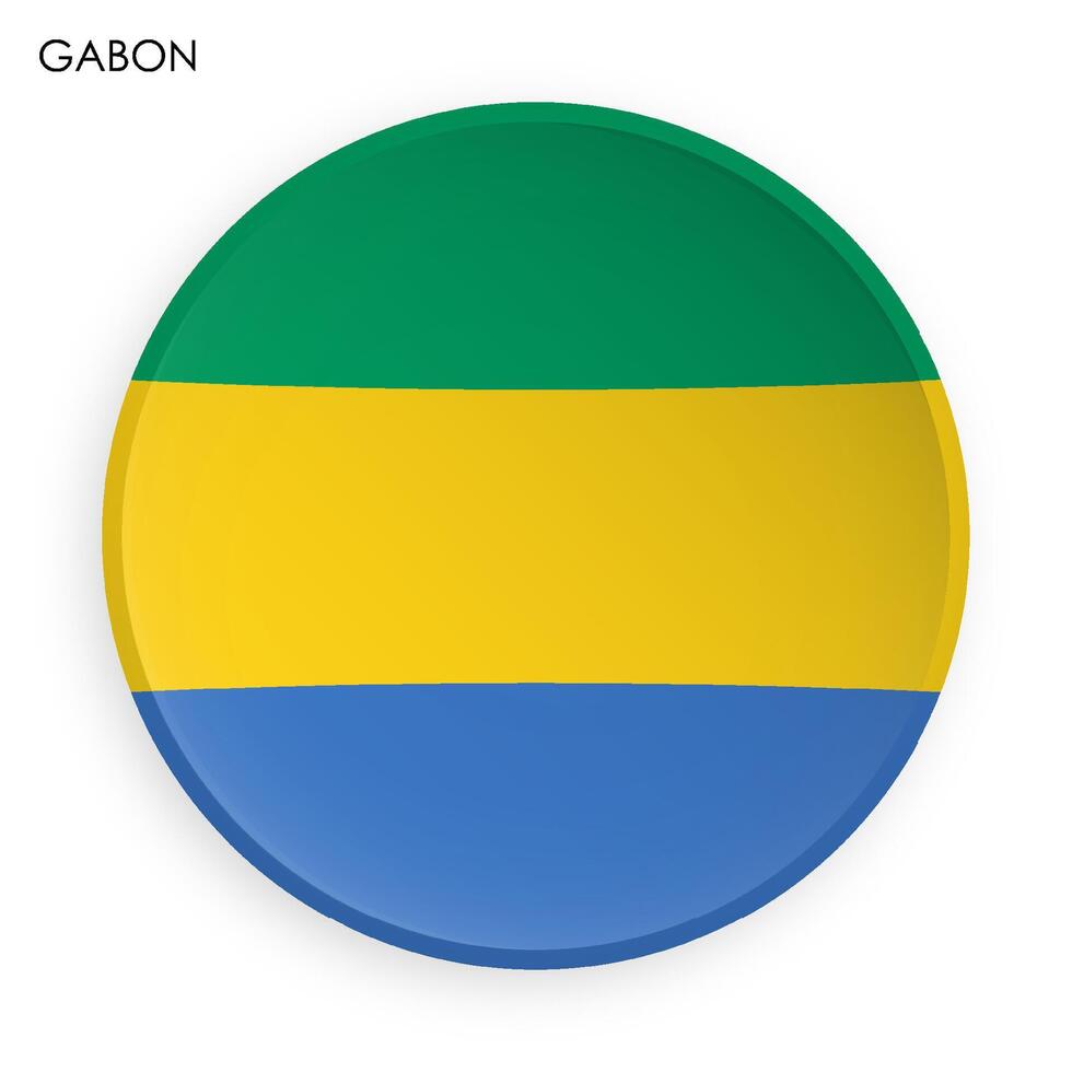 GABON flag icon in modern neomorphism style. Button for mobile application or web. Vector on white background