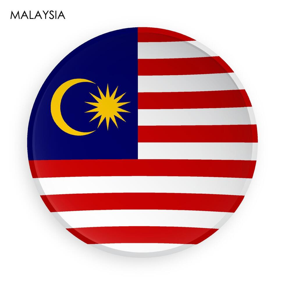 malaysia flag icon in modern neomorphism style. Button for mobile application or web. Vector on white background